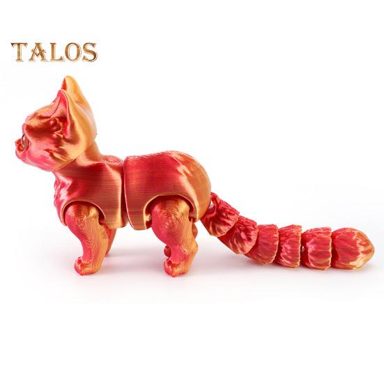 3D Printed Cat Figurine Movable Joints Cat Figure Articulated Animal Model Toy Home Office Bookshelf Desktop Decoration Ornament