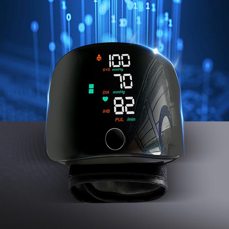 LED Wrist Blood Pressure Monitor - Fully Automatic Electronic Home Medical Device with Rechargeable Battery