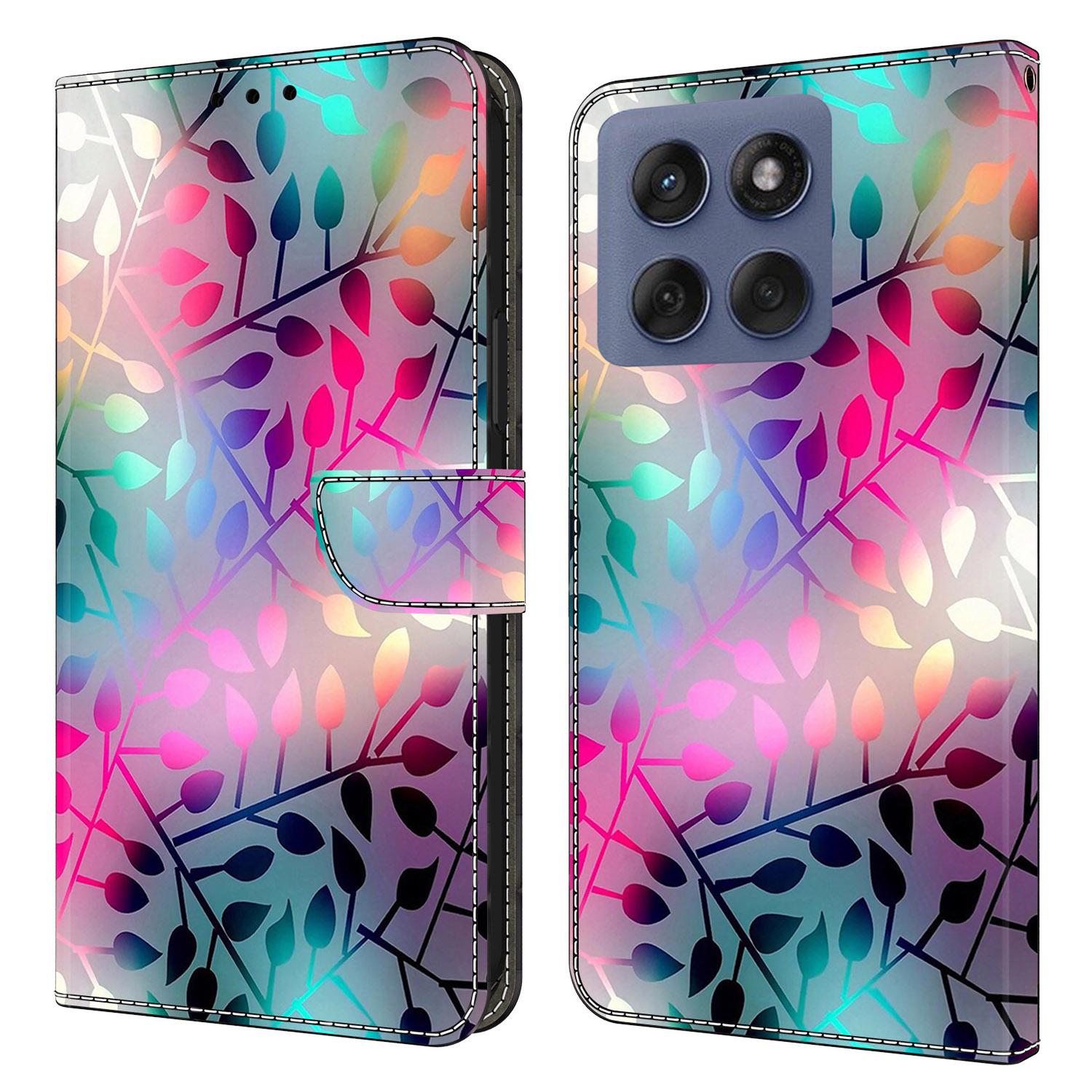 

For Motorola Edge 60 Pro 5G Case Magnetic Clasp 3D Pattern Leather Wallet Phone Cover Maple Leaf