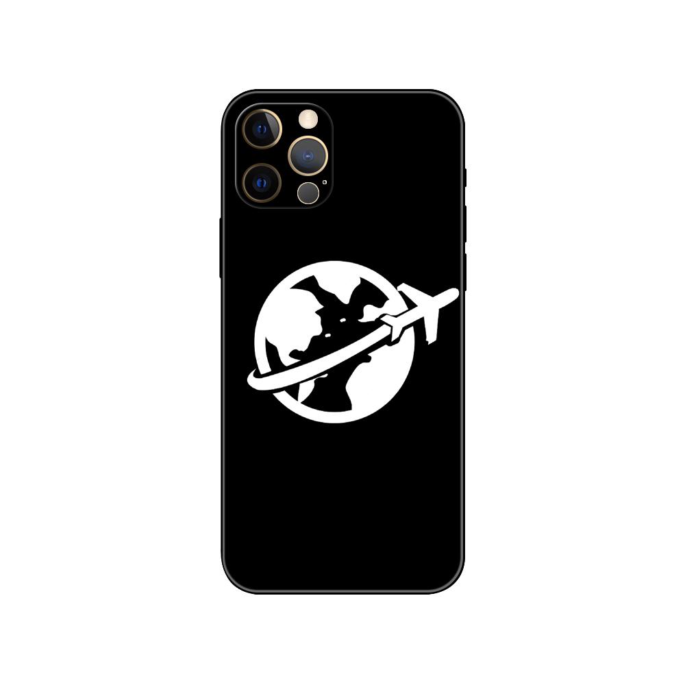 Airplane Map Travel Phone Case for Iphone 5 5s Se 6 6s 7 8 Plus X 10 XR XS 11 12 13 Mini Pro MAX Black Tpu Back Cover