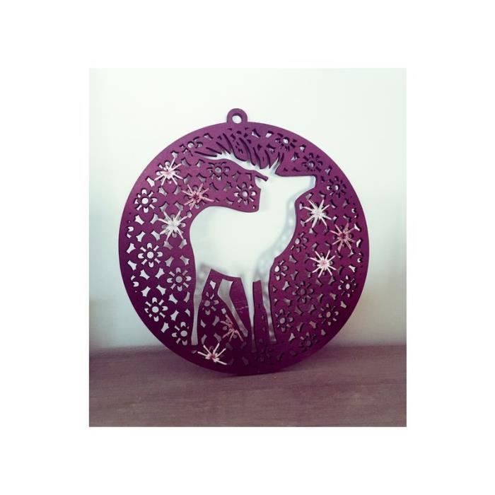 Médaillon en bois - Artemio - Misty winter - Motif cerf - 20 cm - Personnalisable