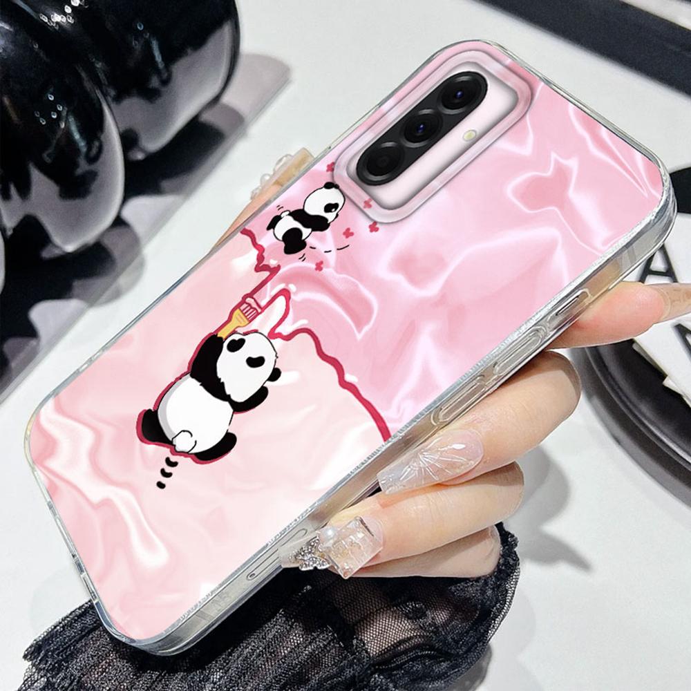 Cute Panda Cartoon Gradient Phone Case For Samsung Galaxy A56 A07 A17 A55 A36 A26 A16 A53 A06 A14 A24 A34 A54 A15 A12 Hard Cover