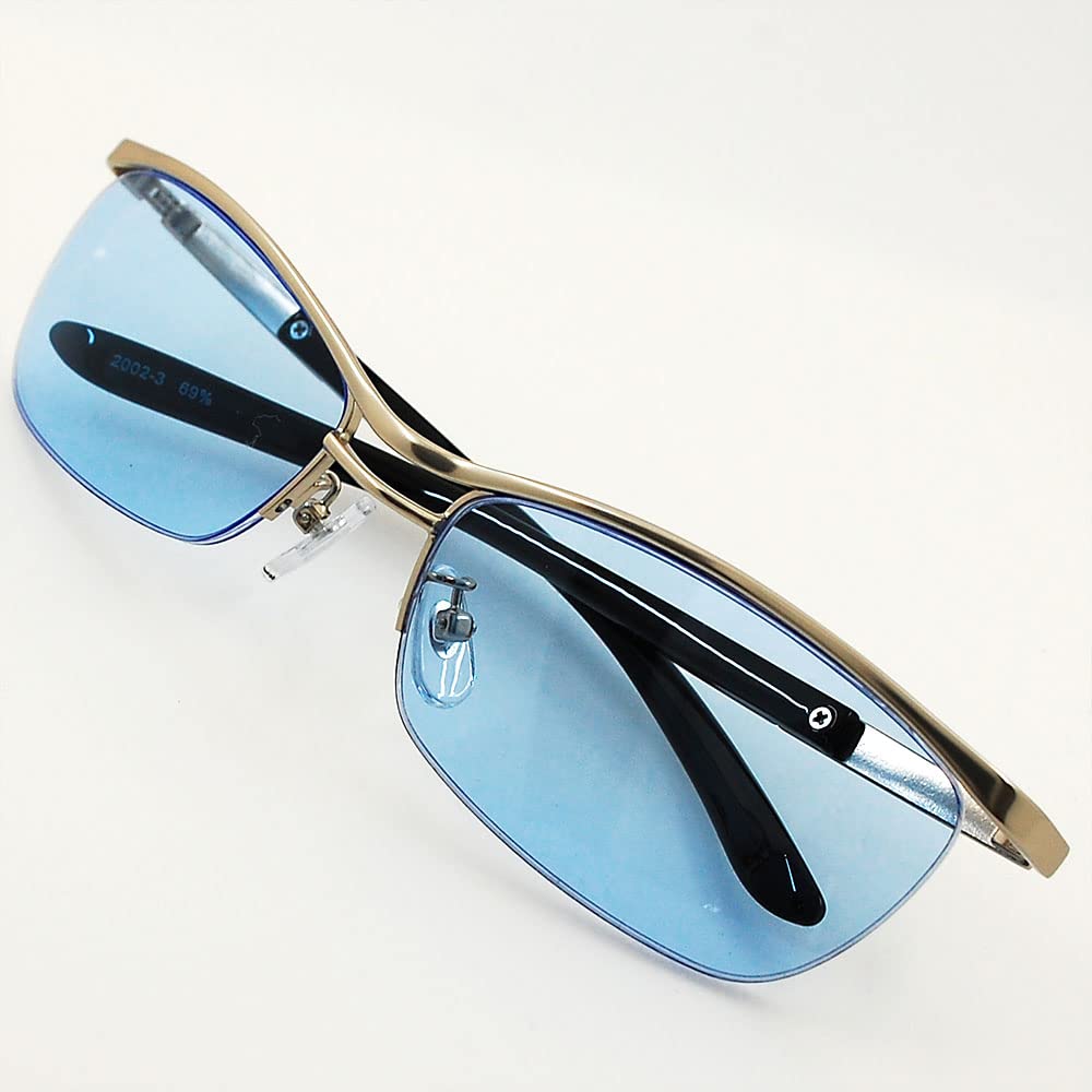 Bad Boy Look, Light Blue Lenses, UV Protection, Silver Metal Frame, Slightly Bad BoyTough Guy Style Sunglasses (2002-3)