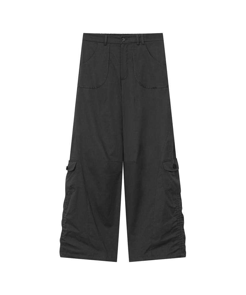 Hanahi Side Shirring Pocket Wide Pants Gray