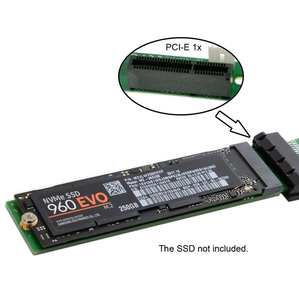 EP-051+SA-002 M2 NGFF M-key NVME AHCI SSD to PCI-E 3.0 X1 Vertical Adapter with Extension Cable
