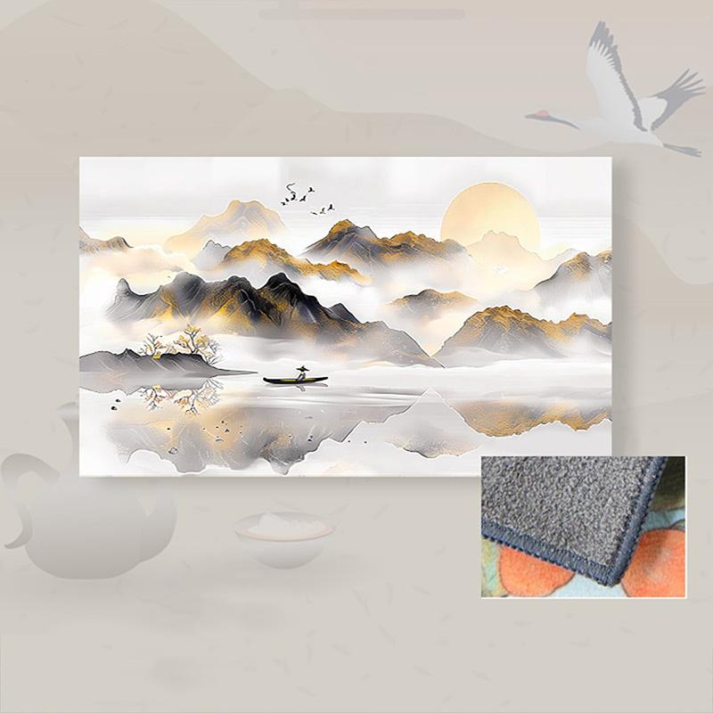 30*18Cm High-End Tea Towel With Retro Style And Colorful Painting, Special Tea-Drinking Cloth, Premium Tea Set