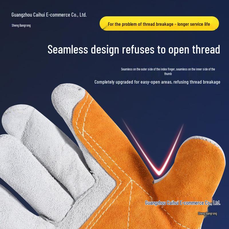 High Temp Resistant Cowhide Welding Gloves - Anti-Scald, Wear-Resistant, Soft Leather Protection