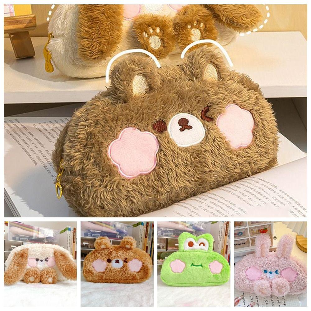 Plush Cartoon Plush Pencil Pouch Large Capacity Stuffed Frog Plush Pencil Case  Gir