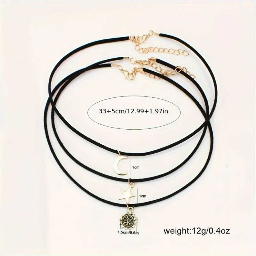 Fashion Patch Neck Necklace Female Star Moon Sun Multi Element Pendant Hip Hop Personality Party Style Jewelry Accessories