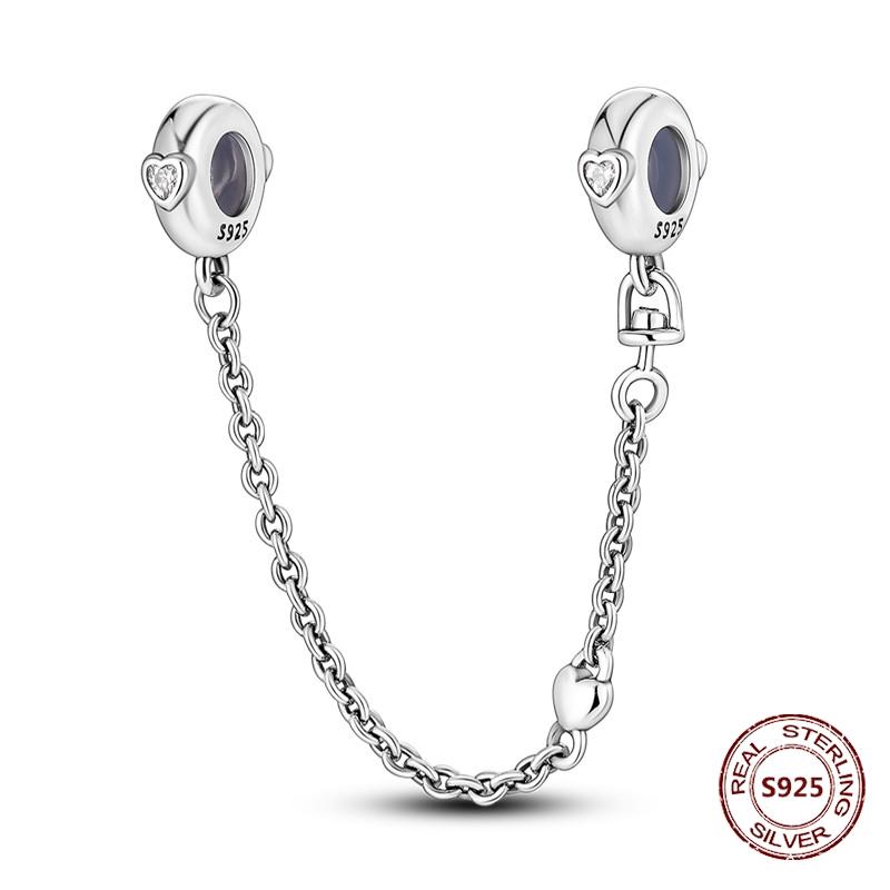 925 Silver Star Moon Bracelet Ocean Safety Chain with Colored Zircon Beads DIY Fine Jewelry for Women