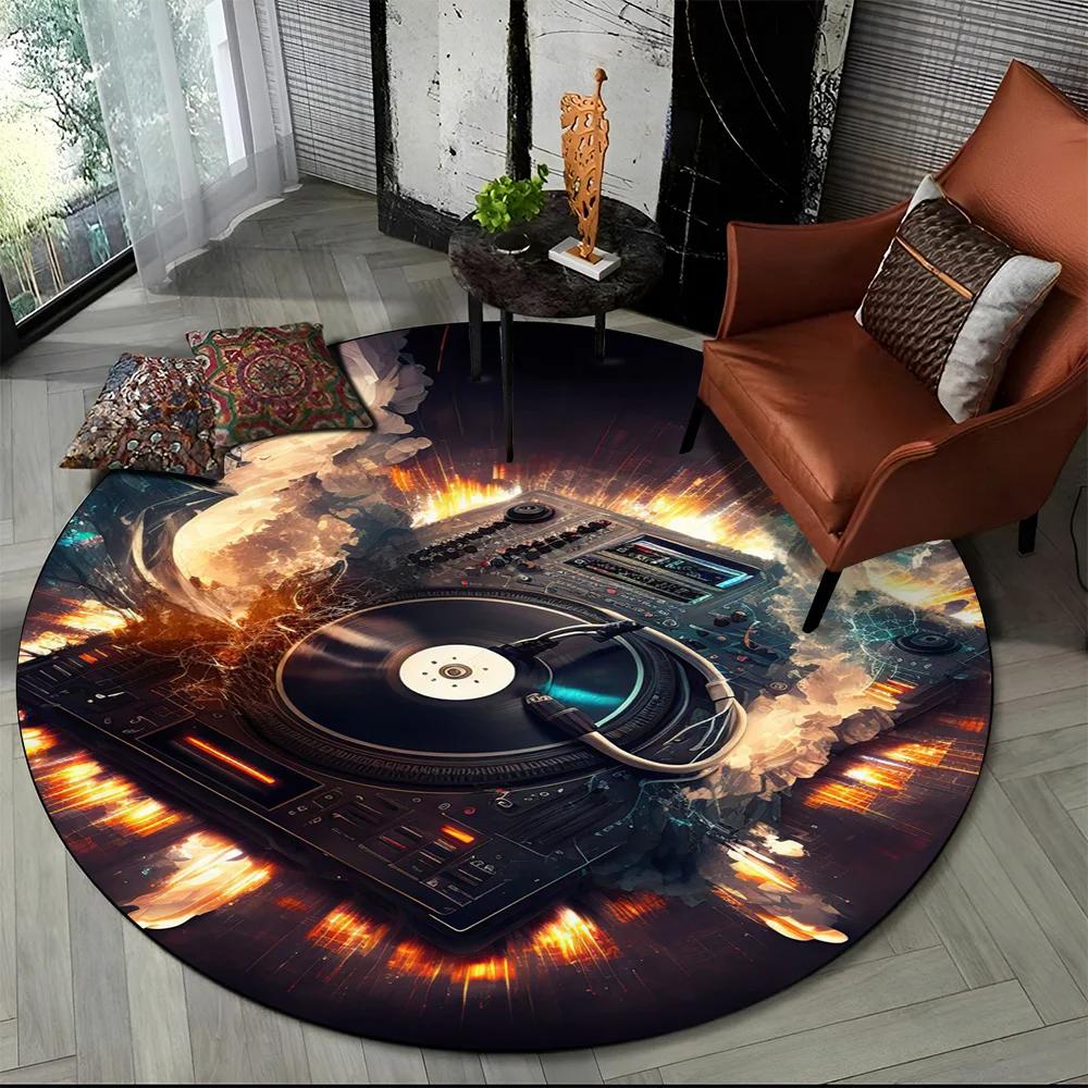 Colorful Musical Note Music Score Cartoon Round Carpet Rug for Living Room Bedroom Kids Playroom Decor,Pet Area Rug Non-slip Mat