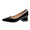 Inner heightening pointed single shoes women's spring and summer new French shallow mouth pointed rivets soft patent leather versatile evening hi