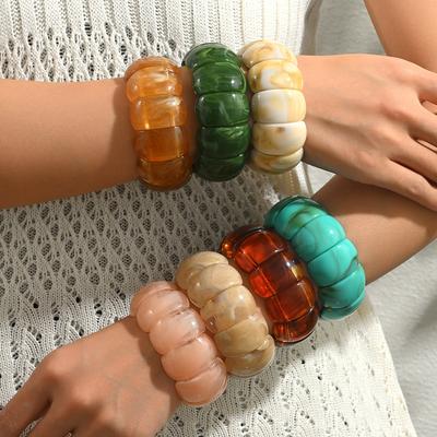 Adjustable Resin Bracelet European and American Jewelry Fashion Trend Light Luxury Advanced Smudge Wide Version Bracelet Women
