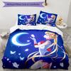 3-teiliges Bettwäscheset mit Sailor Moon Muster, Bettbezug-Set enthält Bettbezug & Kissenbezüge, perfekte Ganzjahres-Schlafzimmerdekoration & Geschenk