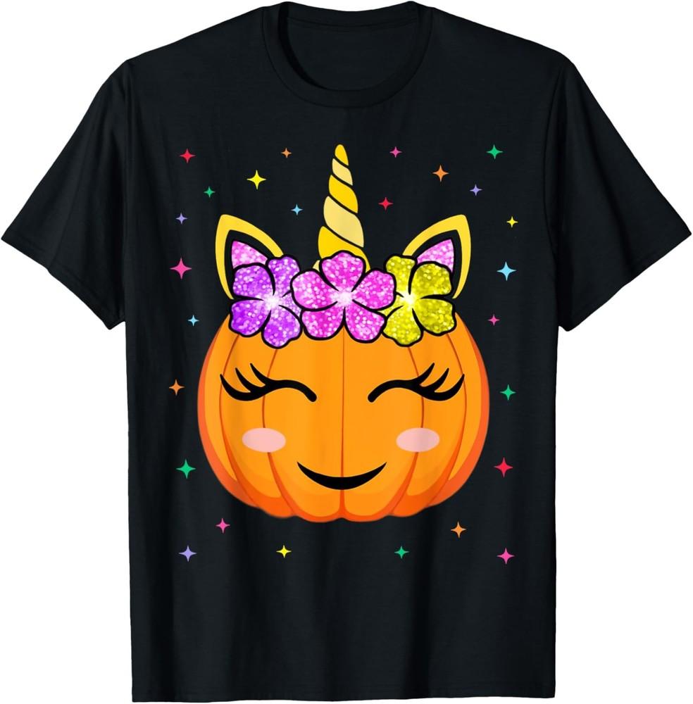 Cute Unicorn Pumpkin Girls Kids Funny Halloween Costume T-Shirt Unisex T-Shirt XXL