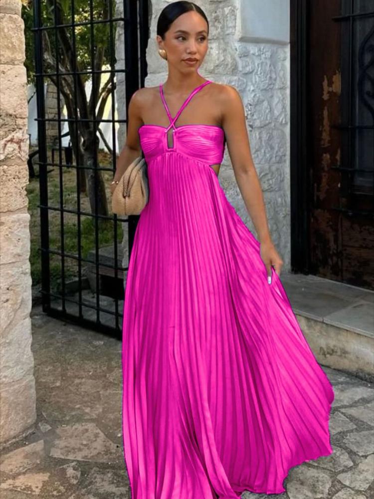 Trägerloses Maxikleid mit Rüschendetail für Damen, seitlicher Taillenausschnitt, gestuftes Kleid