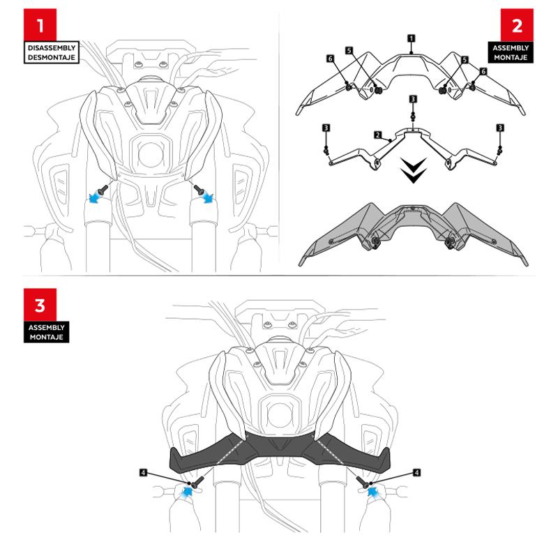 Motorrad Zubehör Schwarz Naked Front Abtriebsspoiler Winglet Aerodynamik Flügel Kit Spoiler Für YAMAHA MT 07 2021 2022 2023