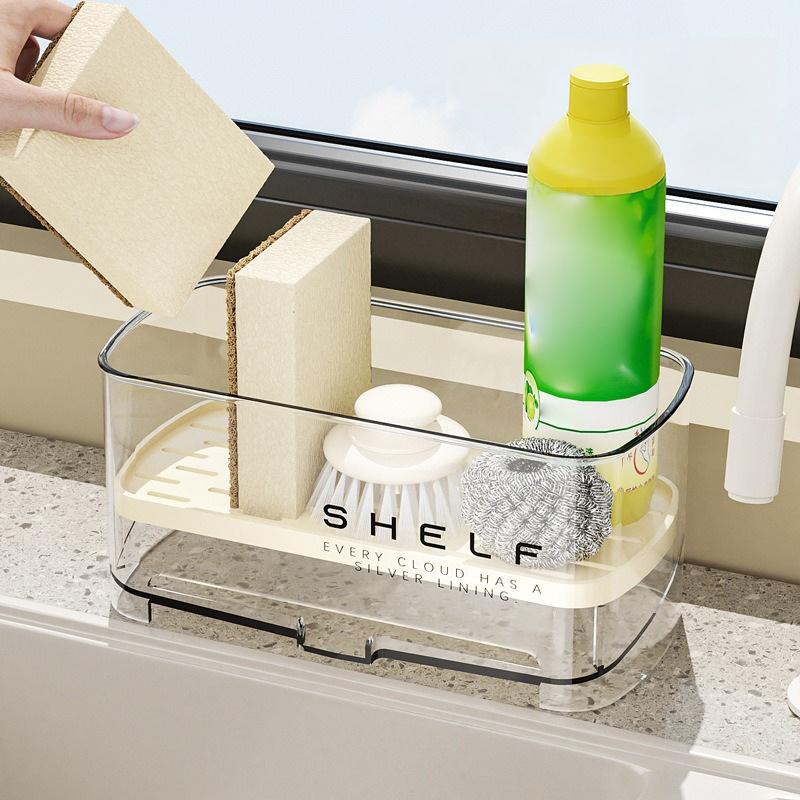 New Rag Rack Kitchen Sink Rack Household Wall-mounted Multi-function Sponge Pool Faucet Storage Artifact With Drain Design