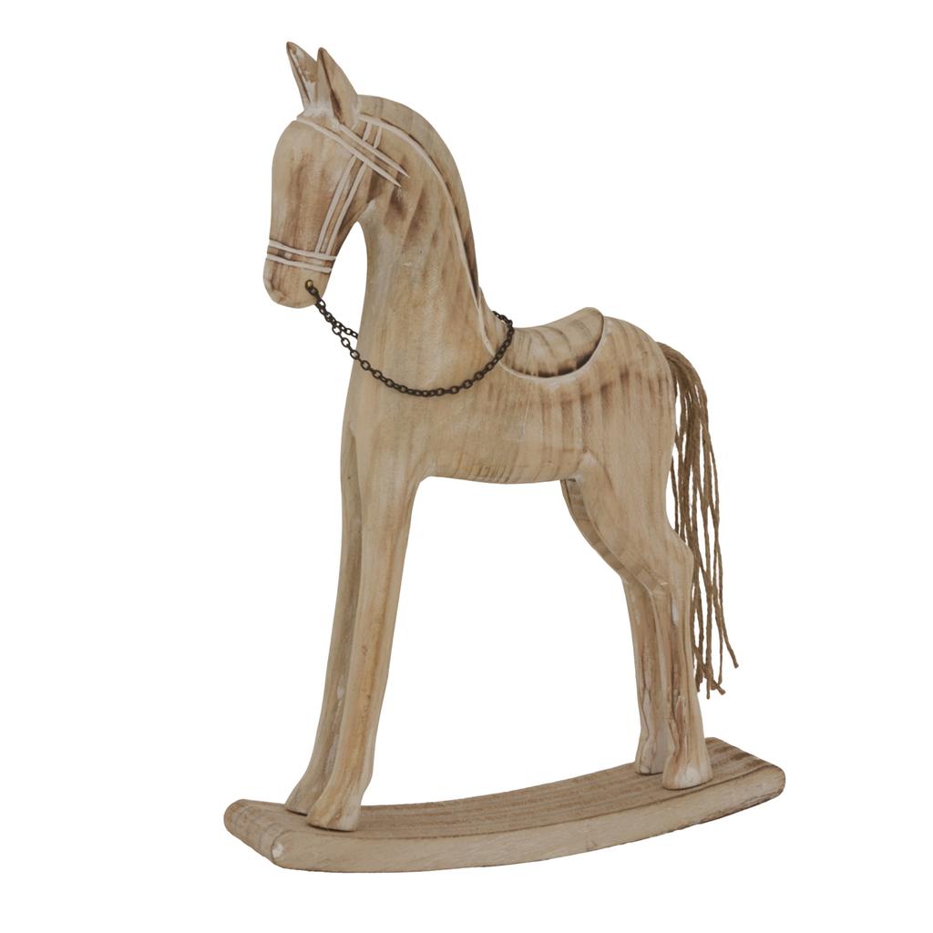 Hill Interiors Natural Wood Rocking Horse Christmas Decoration