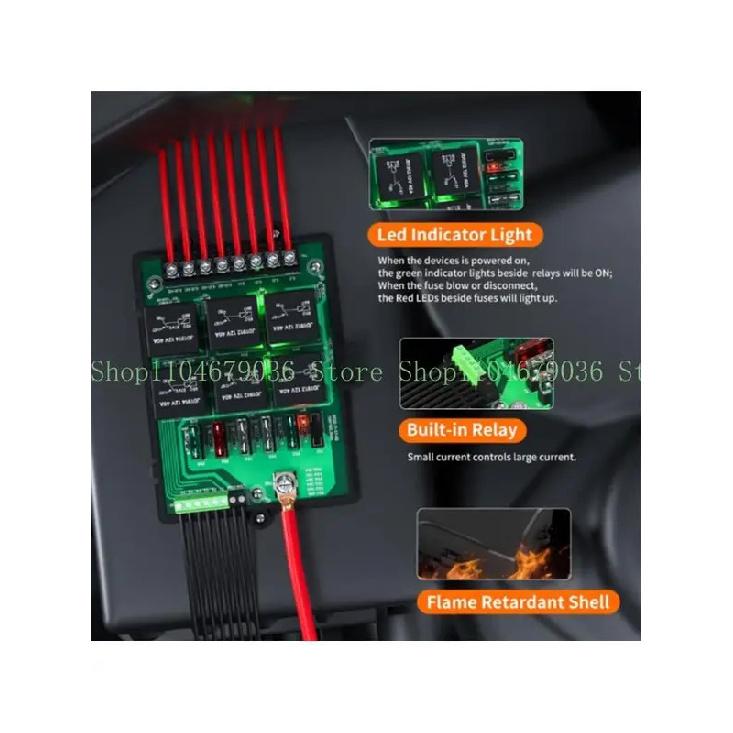 652F Relays Box Fuses Relays Box 12V Automotive Universal Fuses Panel with Led Light