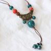 Vintage Style Ceramic Sweater Chain Necklace: Handmade Chinese-Inspired Long Necklace for Women