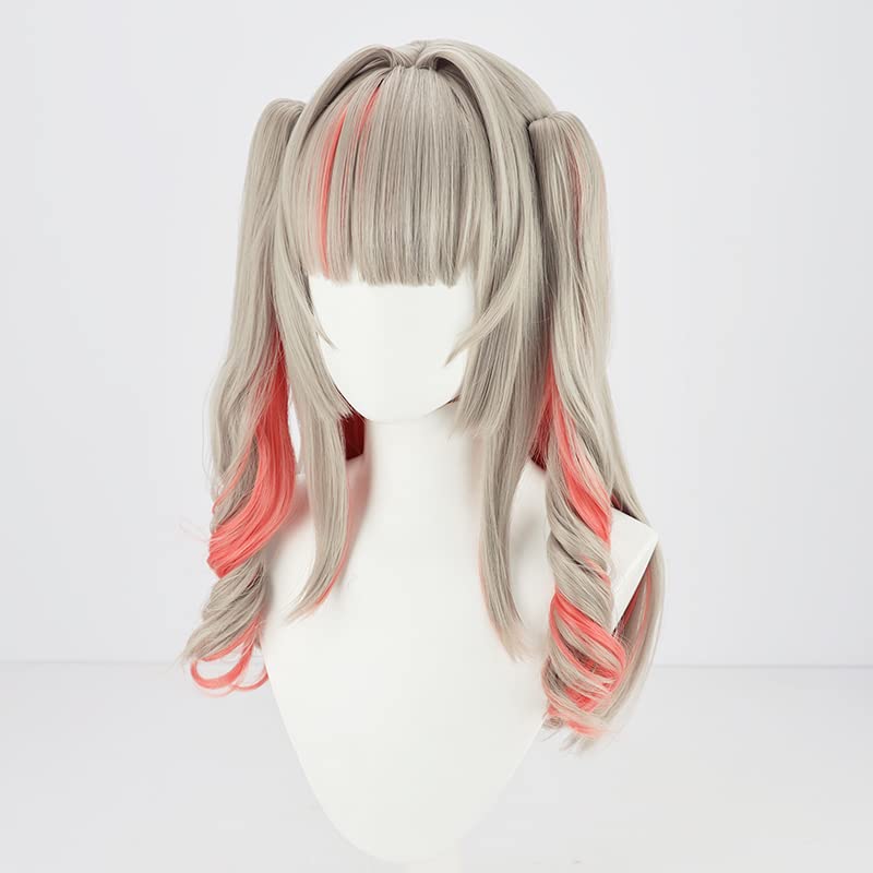 Makai No Ririmu Cosplay Wig with Net, Gray To Pink Gradient, Heat-Resistant