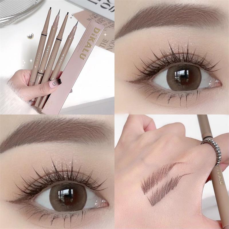 Dikalu Ultra-Fine Double Head Eyebrow Pencil Liquid Water Eye Brow Long-Lasting 2 In 1 Natural Three-Dimensional Eyebrow Pen коричневый