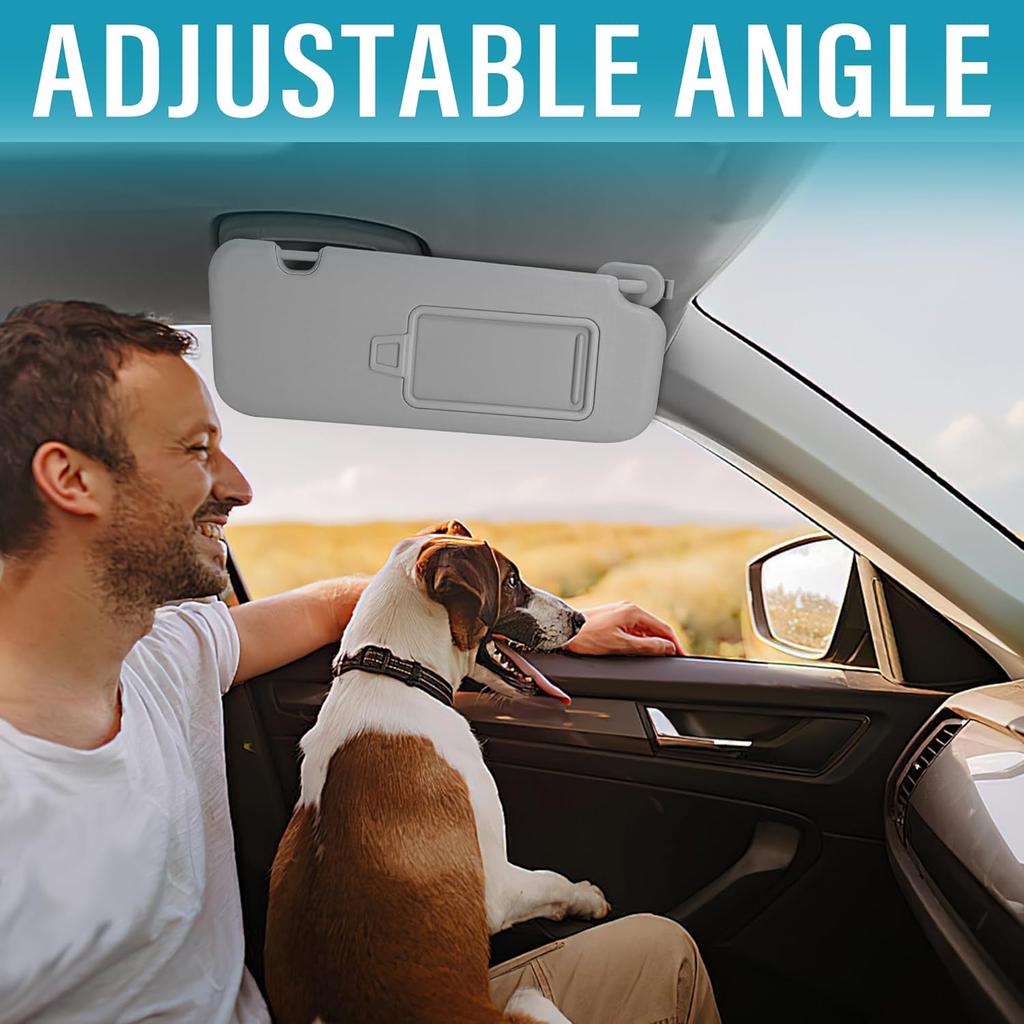 Grey Left Driver Side Sun Visor With Mirror Compatible With Hyundai Elantra 2016 2017 2018 Replace#85210-F0100TTX