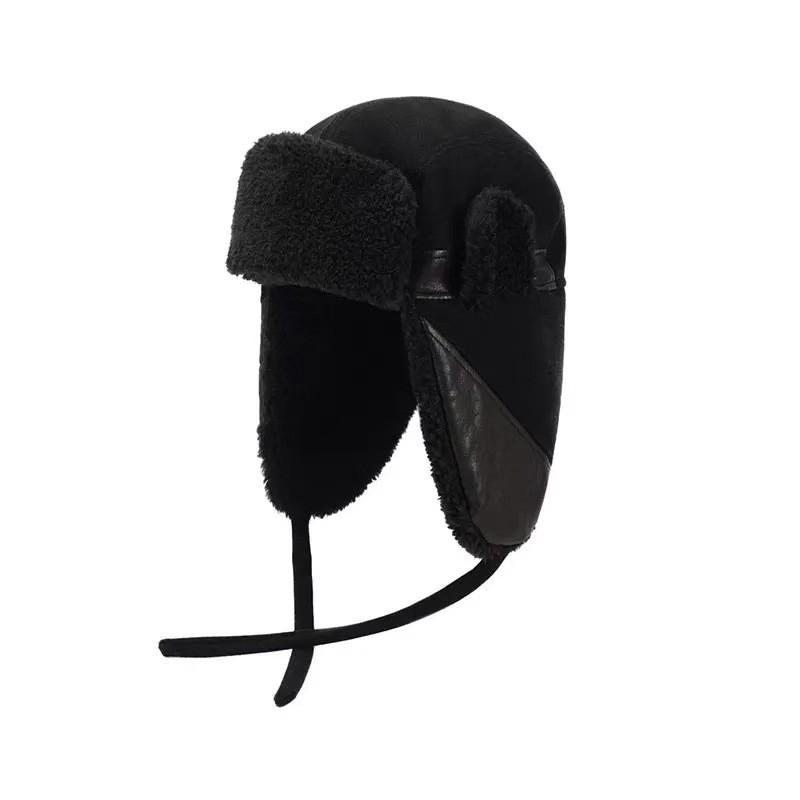 Warm Fleece-lined Winter Beanie Hat With Ear Flaps Adjustable Chin Strap Men Women Outdoor Skiing Cycling