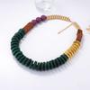 Exaggerated Casual Retro Literary Geometric Plastic Beaded CCB Wooden Square Splicing Necklace Women's Necklace