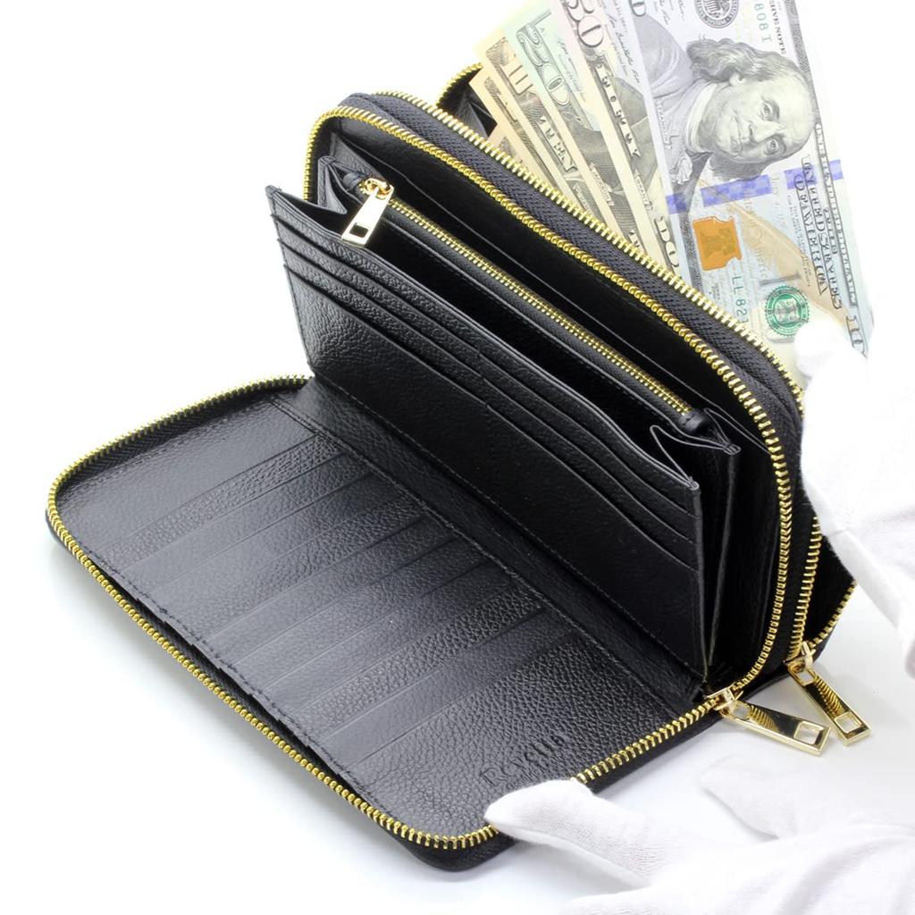 [Revetta] Stingray Leather Long Wallet, Galuchat, Large Capacity, 40 Card Slots, Black, Double Round Zipper, Men's Genuine Leather [191stw-2-a]