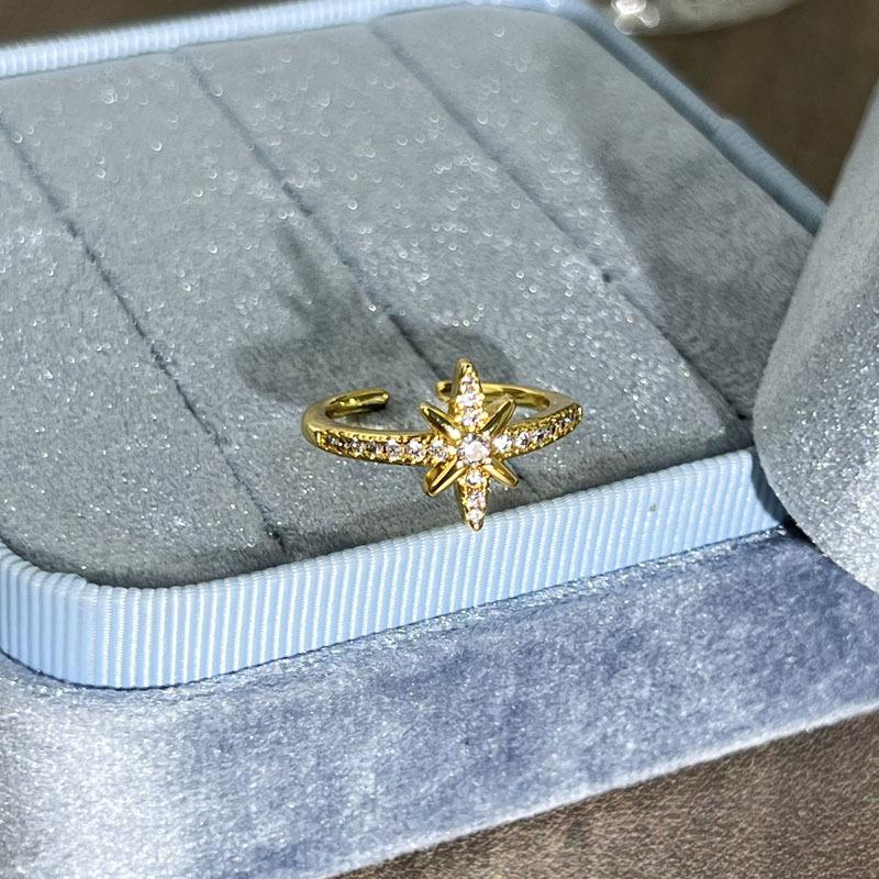 2026 Old Money Wind Exquisite Micro-inlaid Zircon Butterfly Flower Opening Ring Women's Light Luxury Geometric Stacking Wearing Versatile Niche Ring