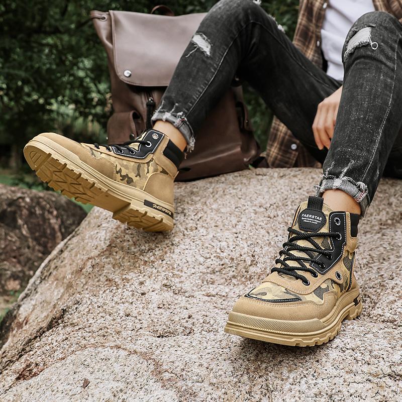 Golden Sapling 40-46 Big Size Outdoor Boots Men's Camouflages Climbing Hiking Shoes Patchwork Short Boot Man Footwear