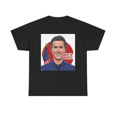 Gavin Newsom Ghibli Stil WAKE UP AMERICA T-Shirt Kurzarm Baumwolle Unisex T-Shirt Unisex T-Shirt