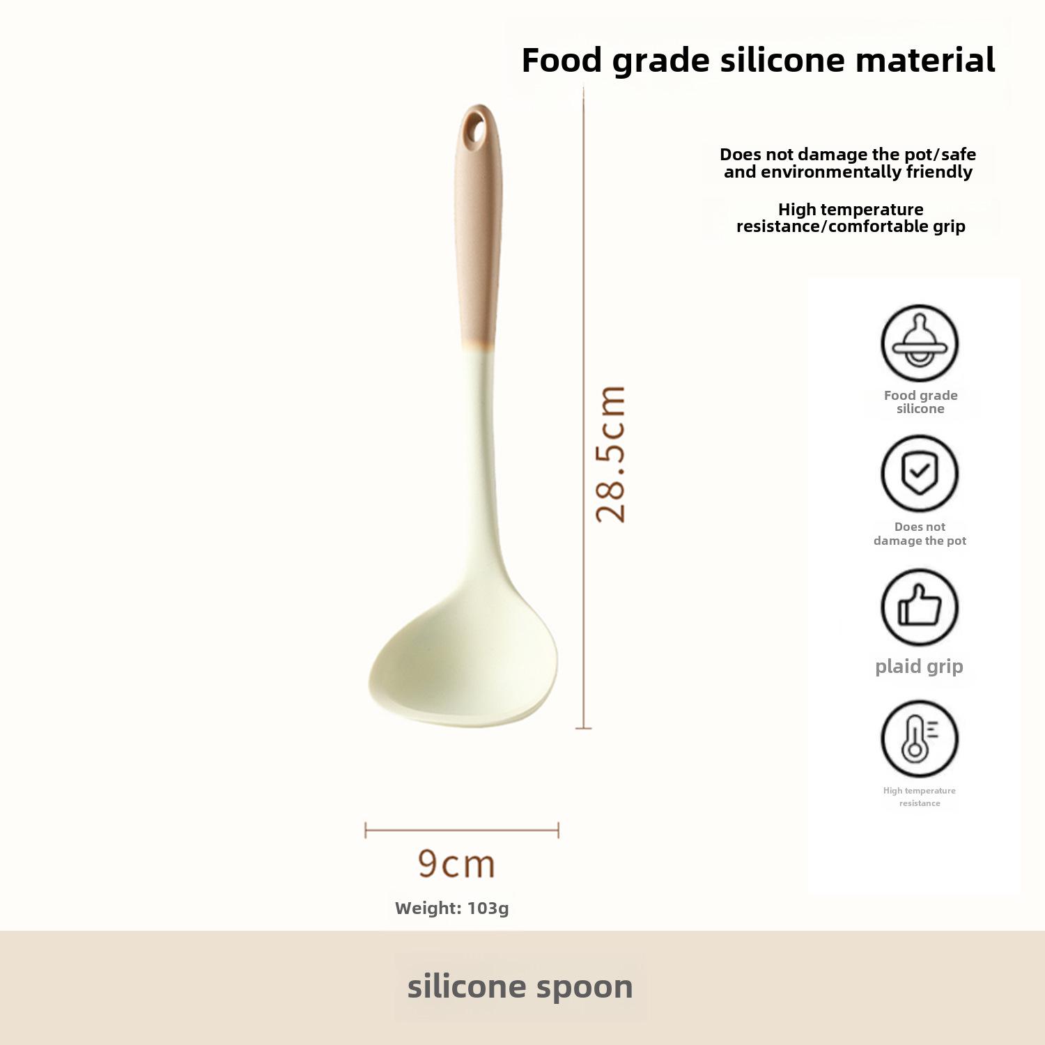 

Набор для приготовления пищи из 4-х предметов из силикона: Лопатка, зажим для еды, ложка для супа, антипригарное покрытие. Идеально подходит для бытовой кухонной утвари.