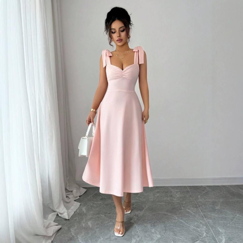 Europe, America and the United States in the summer of 2026 new elegant women's clothing solid color fashionable elegant strap dress women