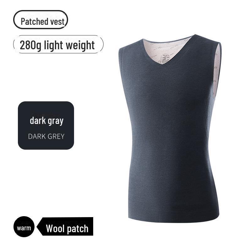 

Мужской бесшовный тонкий теплый шерстяной жилет - антибактериальный, отшлифованный для осени и зимы XXXL темно-серого