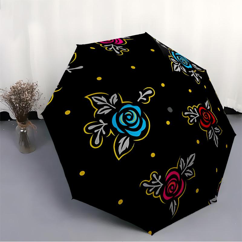 1pc Floral PatternAutomatic Open/close Folding Umbrella, Compact Portable Travel Umbrella, Perfect Birthday/Holiday, Cute Umbrella y048