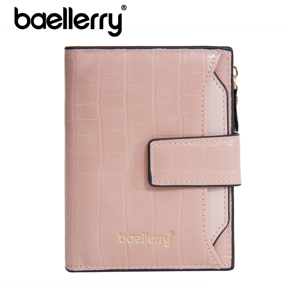 Baellerry Womens Short Pu Card Holder With Stone Pattern And Secure Zipper Closure For Daily Use