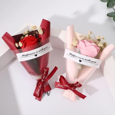 Valentine's Day Fake Mini Bouquet Artificial Aromatherapy Soap Rose Bouquet Simulation Dried Baby Breath Flower Gifts for Mom Women Wife