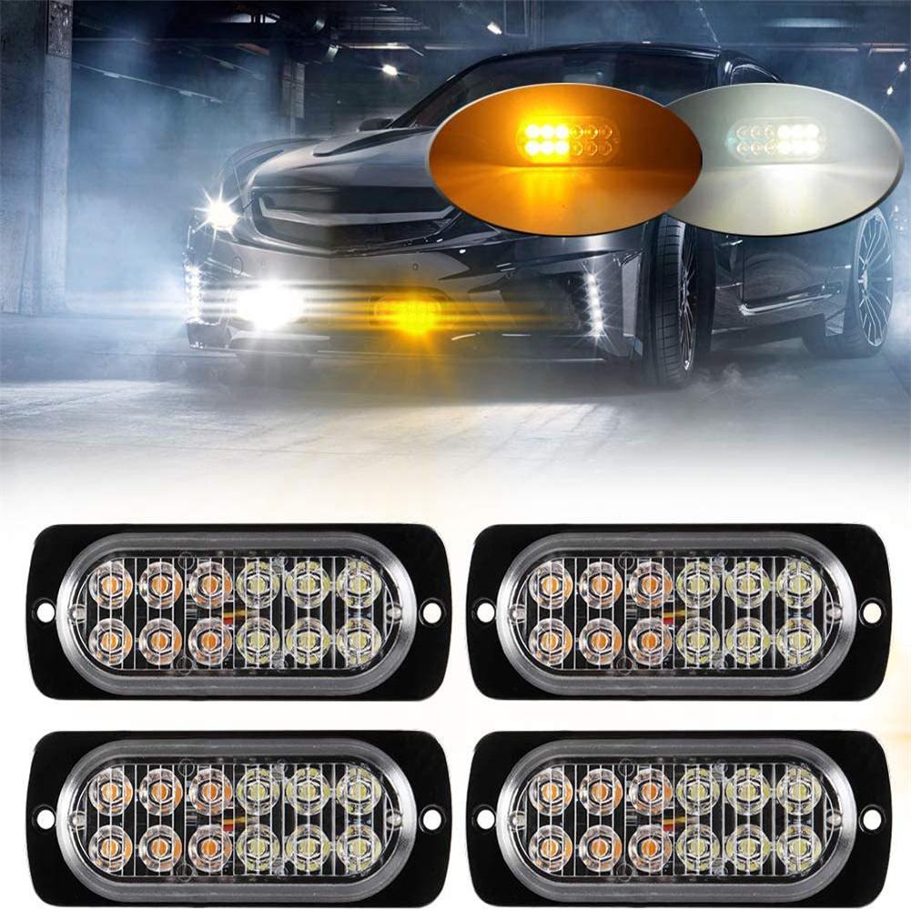 12 Led Lamp Beads Ultra-thin Warning Light 12v-24v 12w Ultra-bright Side Led Flashing Lights For Motorcycle Trolley Truck