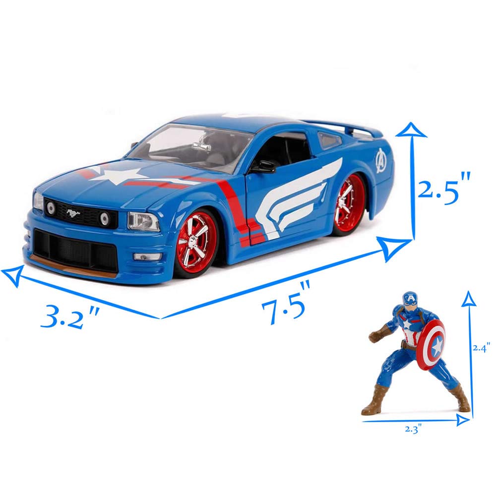 JADA TOYS JADA TOYS Mini Car Size HWR Marvel 2006 Ford Mustang GT America 26067 1/24 W/Captain