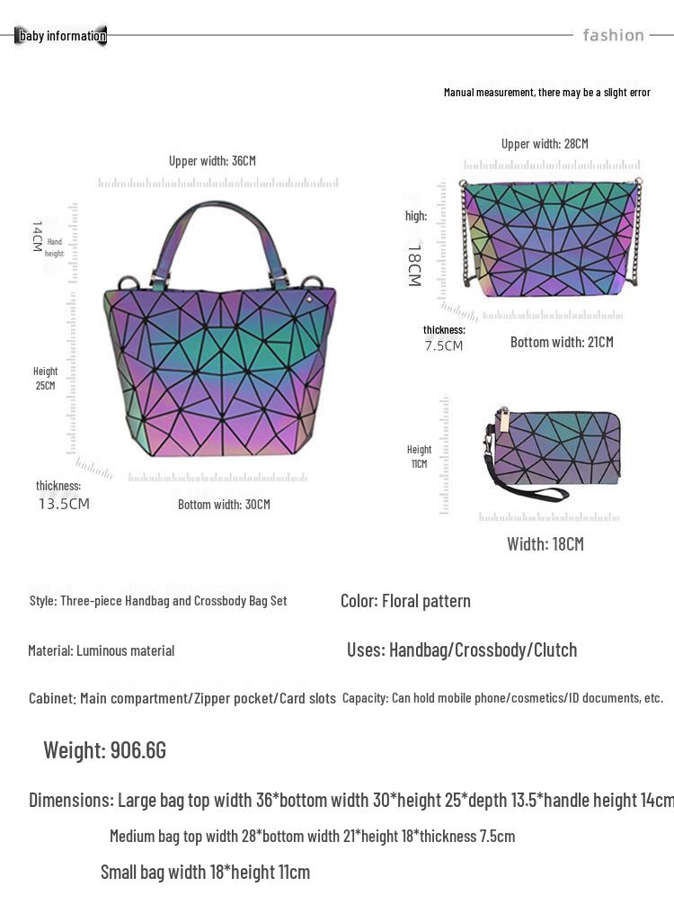 Set di Borse di Lusso Luminose Geometriche a Rombo da Donna - Secchiello in PU con Motivo a Diamante, Borse a Spalla e a Tracolla con Catena