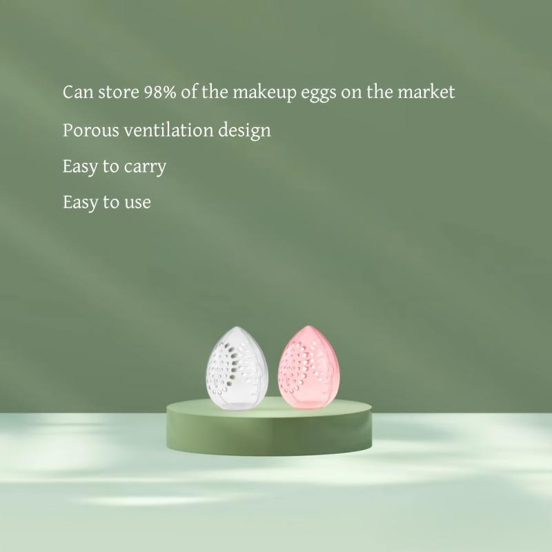 1pc/2pcs Makeup Egg Plastic Storage Box, Egg-shaped Makeup Puff and Sponge Display Rack - Stylish Storage Organizer with Ventilation