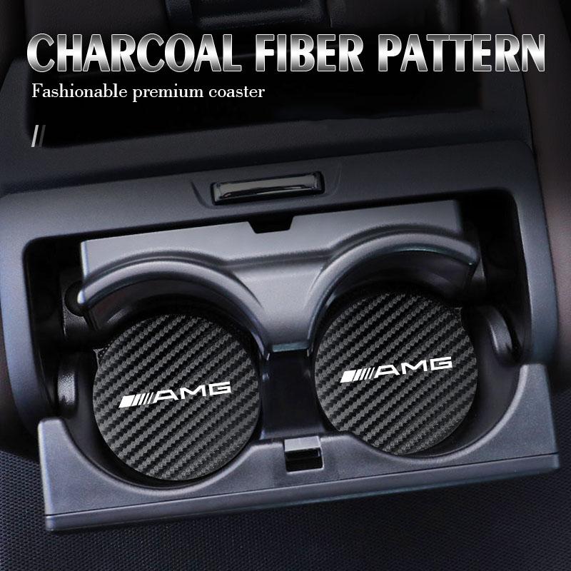 

2Pcs Car coaster water anti slip pad silicone waterproof interior accessories For Mercedes Benz AMG A B C E G CLA W211 W203 W204