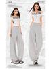 Women's Elastic Waist Cropped Wide-Leg Casual Pants - 2026 Spring/Summer Collection, Versatile Lazy Style, Loose Slimming Fit