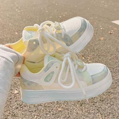 Zomer damesschoenen kleine witte schoenen dames nieuwe ademende schoenen mesh mesh schoenen met rokken board schoenen veelzijdige sportschoenen