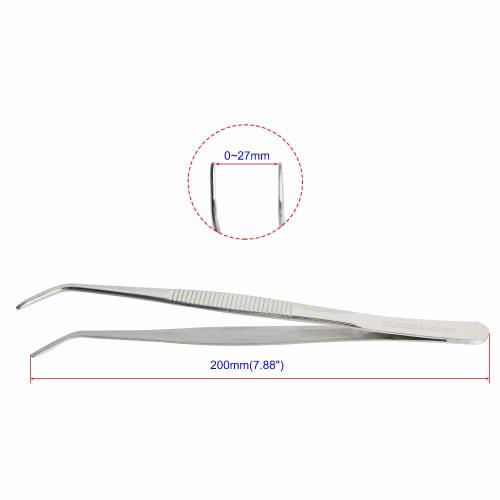 Aoje-Link 304 Stainless Steel Tweezers with Curved Serrated Tips, Multipurpose Tweezers for Sewing and Electronic Repair, Silver, 1 Piece