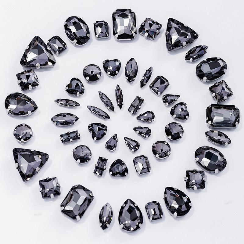 Sliver Claw Rhinestones Setting Shape Mix Clear Jelly Candy AB Glass Crystal Sew On Rhinestone Wedding Dress Shoes Bags DIY Trim