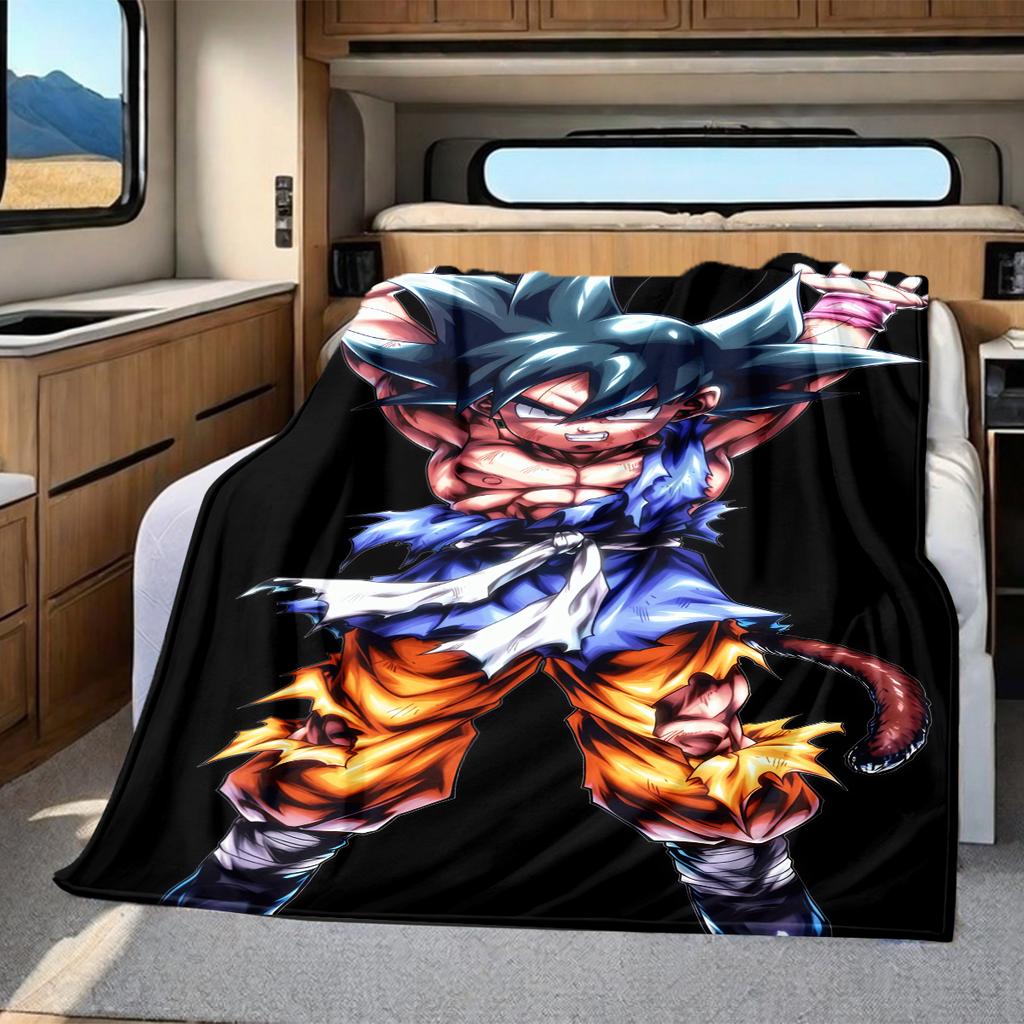 1 Stück Son Goku Druck Flanelldecke, Hohe Qualität für alle Jahreszeiten, Heimdekoration, Wärme und Komfort, Perfekt für Weihnachtsgeschenke